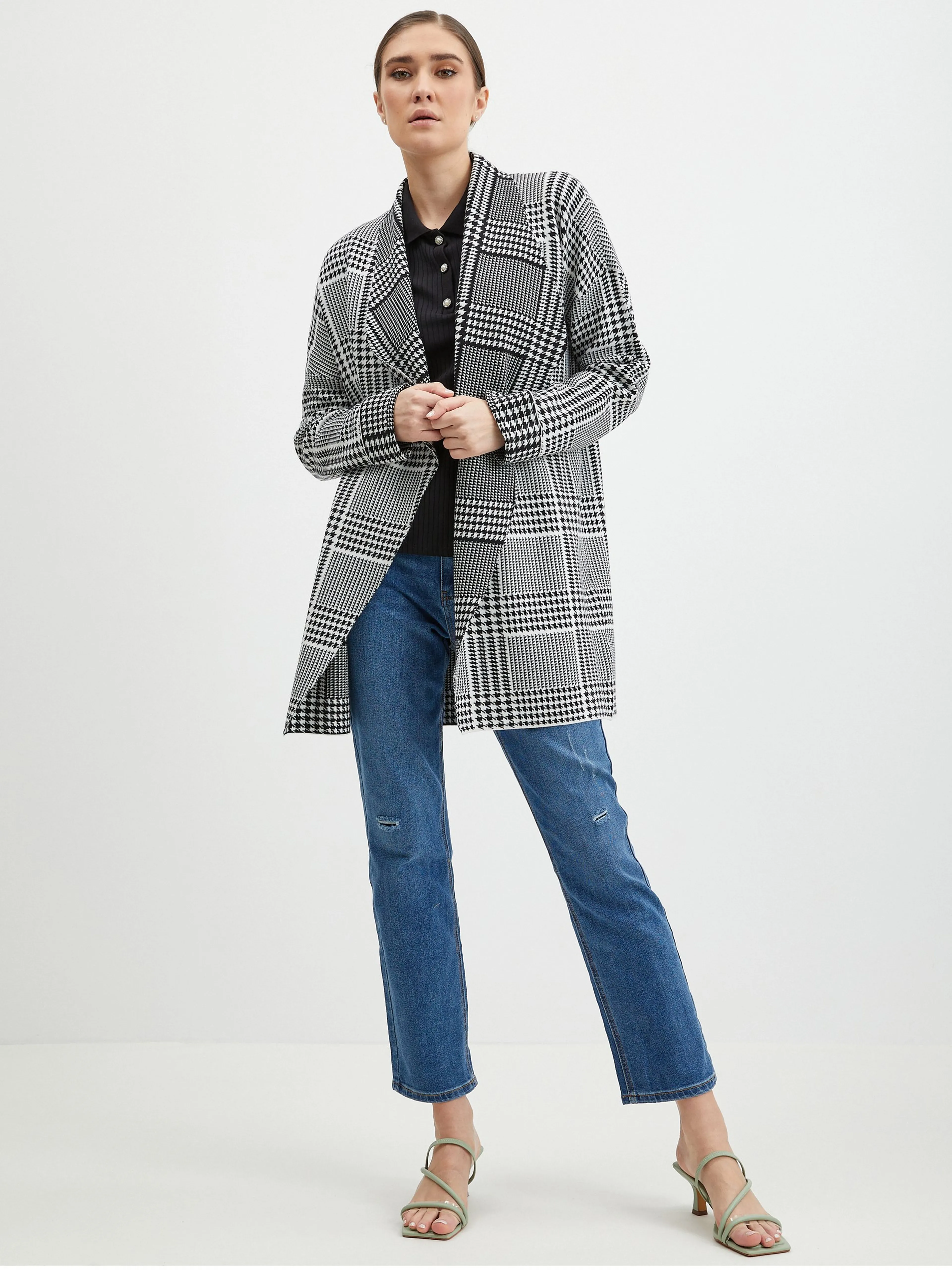 Schwarzer gemusterter Damen Cardigan ORSAY
