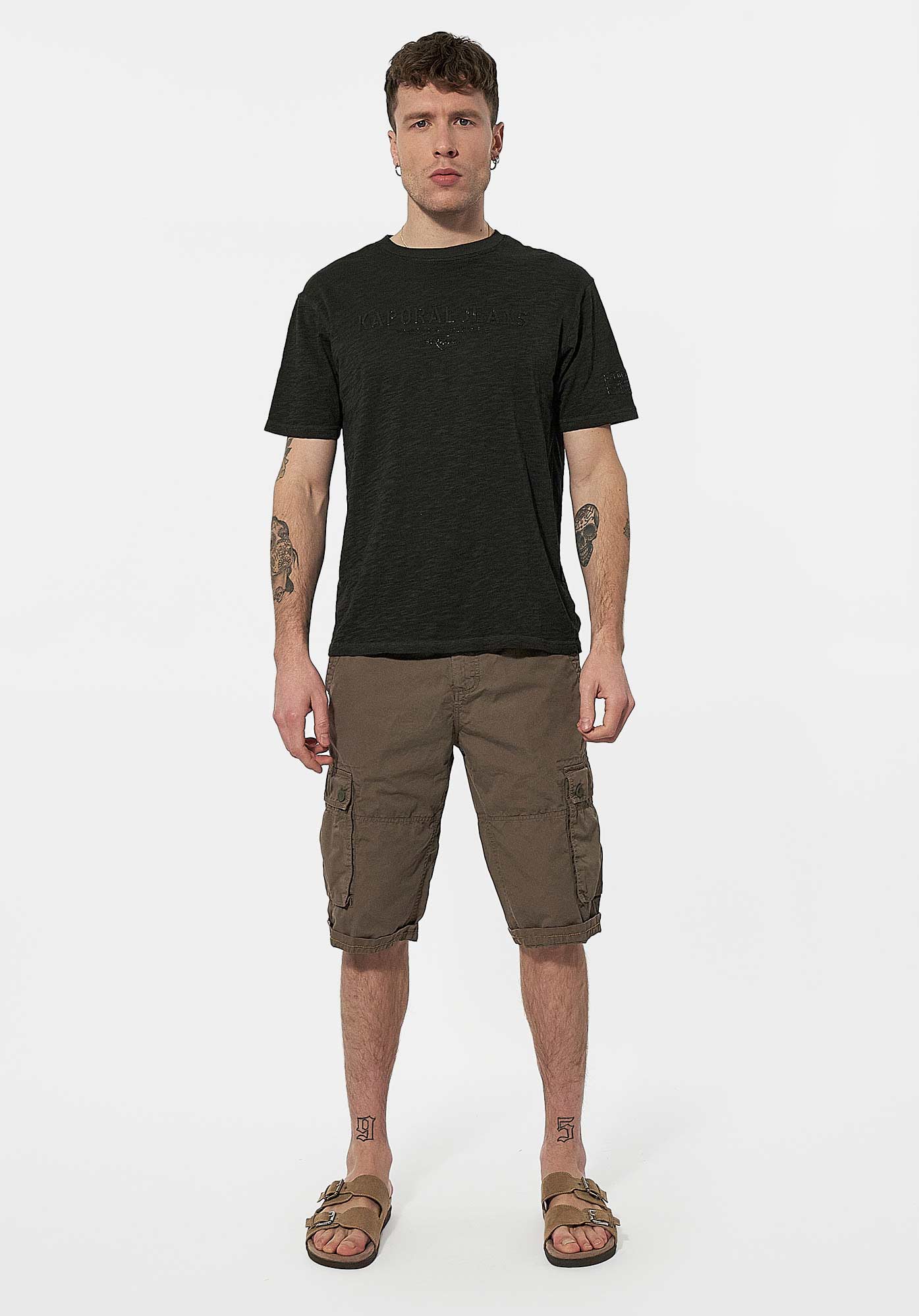 MIKEL  T-shirt noir chiné Homme en 100% coton