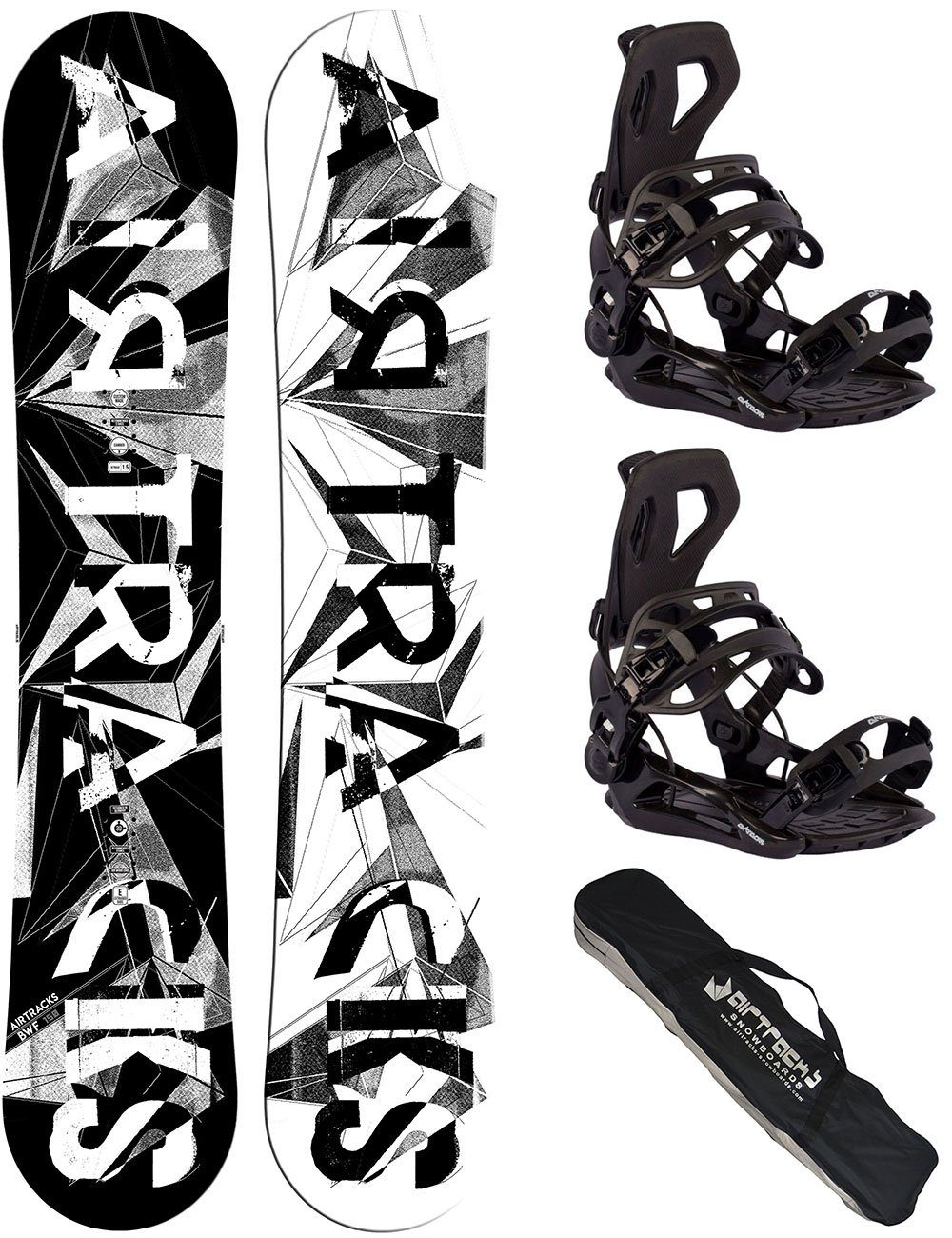Airtracks Snowboard Snowboard Set BWF WIde (3er pack, Snowboard Wide BWF + Bindung Master + Sb Bag), 155 159 161 165 168 171 cm