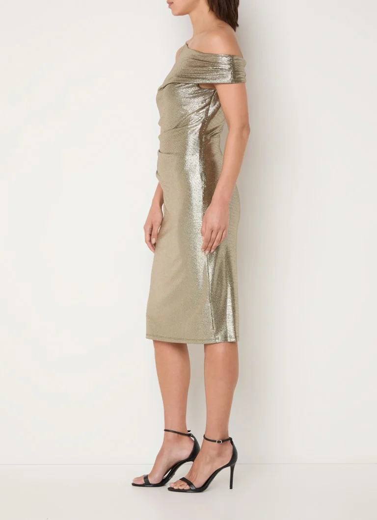 Rochie midi asimetrică Ralph Lauren cu garnitură metalică