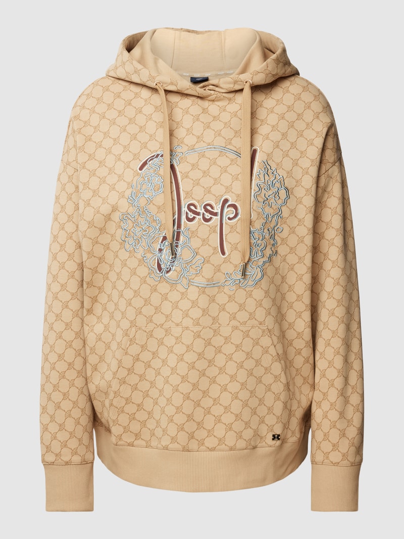 Hoodie mit Label-Print in camel