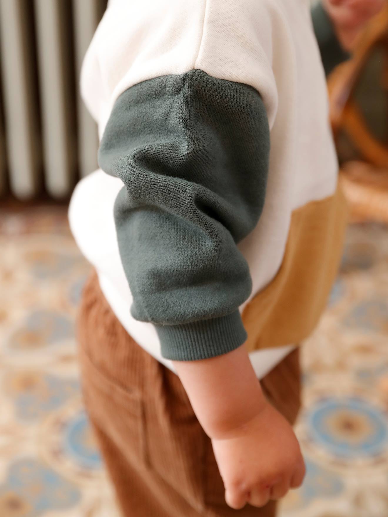 Vertbaudet Baby-Set: Sweatshirt & Cordhose - wollweiß