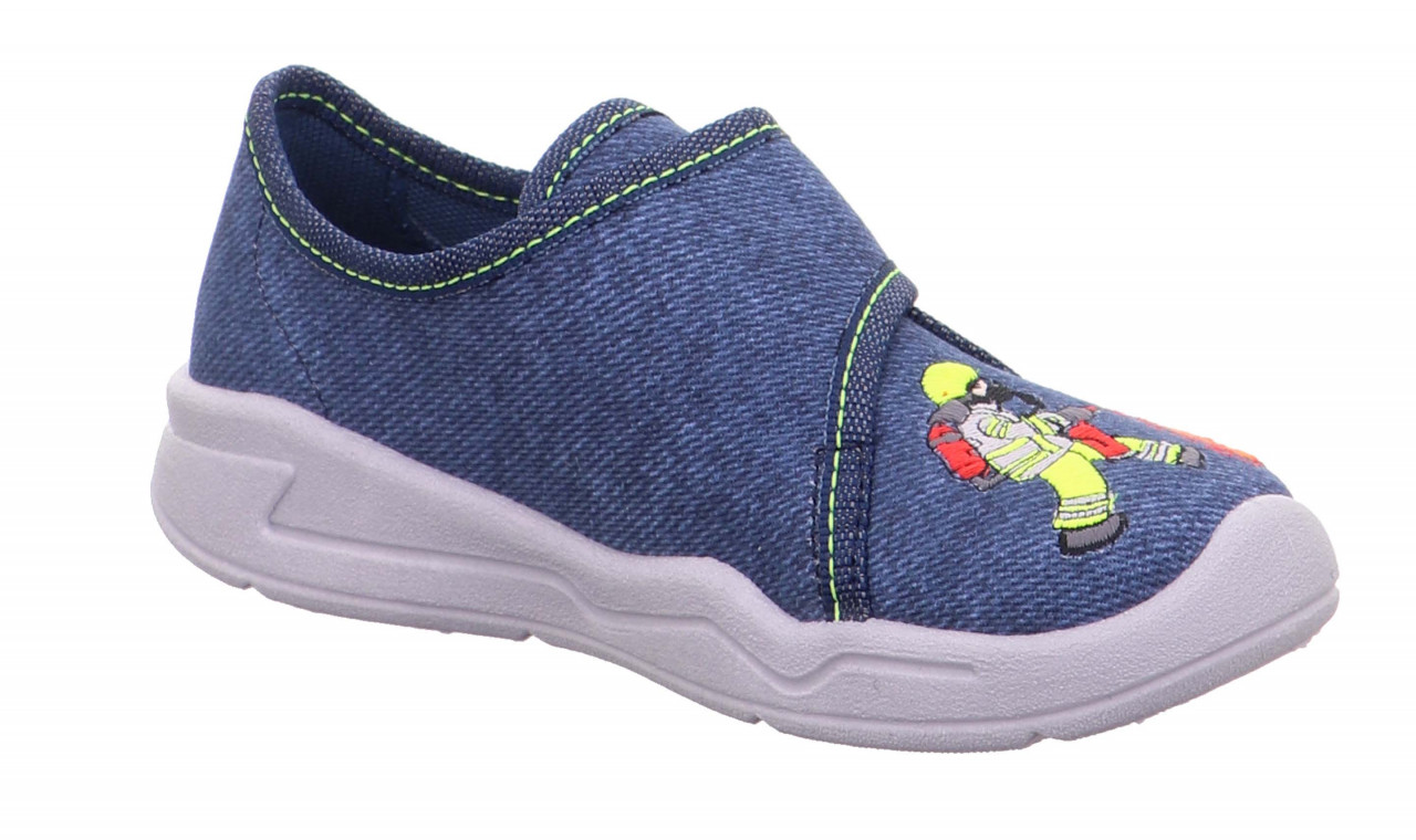 BENNY - BlauHausschuh mit Klettverschluss