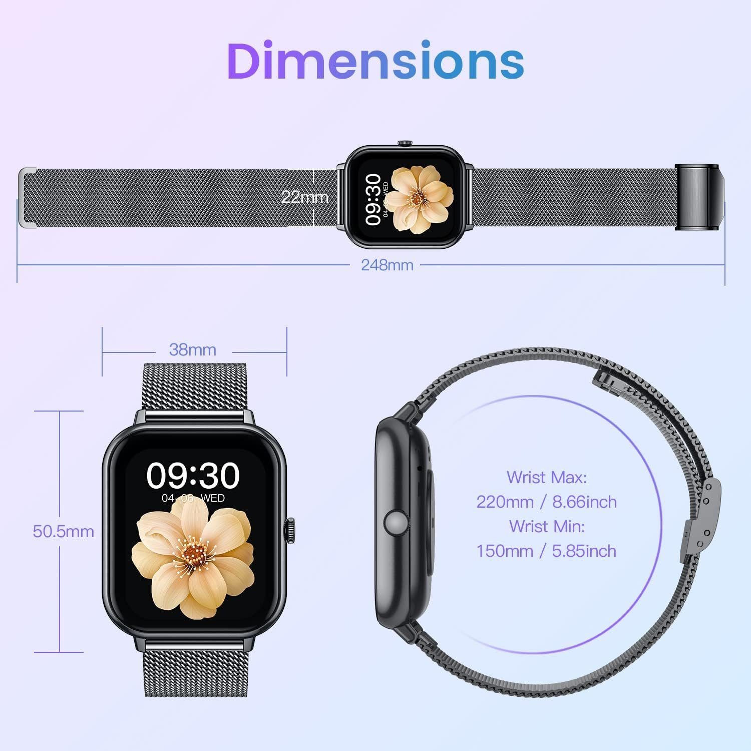 IBETTER Smartwatch, Damen Herren Smartwatch, Fitness Tracker Uhr Smartwatch (Fitnessuhr mit Telefonfunktion 1,69