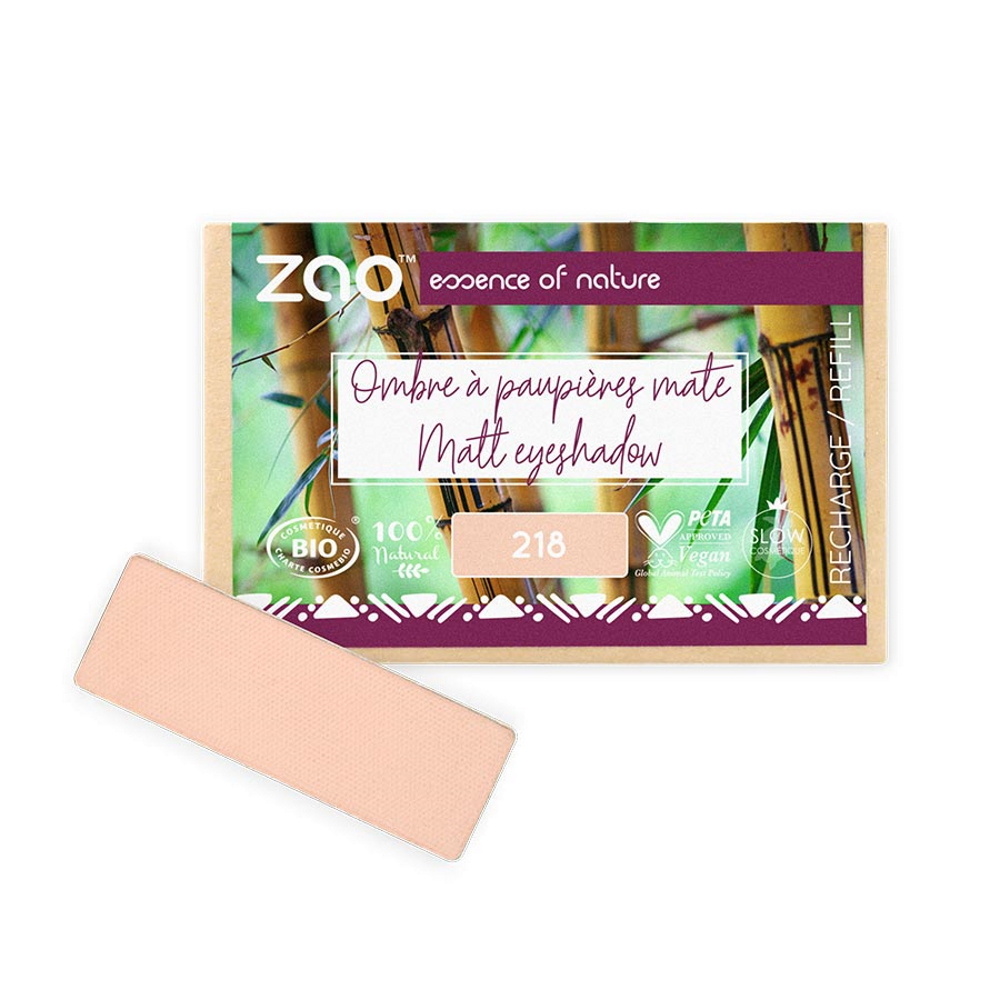 zao essence of nature Recharge ombre à paupières mate rectangle 218 Beige abricot ZAO Ombre à paupières certifiées bio, 100% naturel et vegan