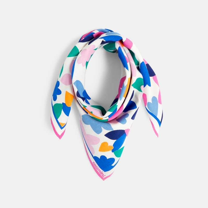 Foulard fille twill inspiration papier découpé fleuri blanc Catimini