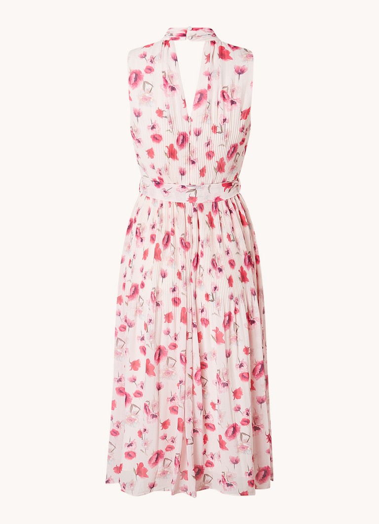 Vestido midi Phase Eight Petite Tillie con estampado floral y cinturón de lazo.