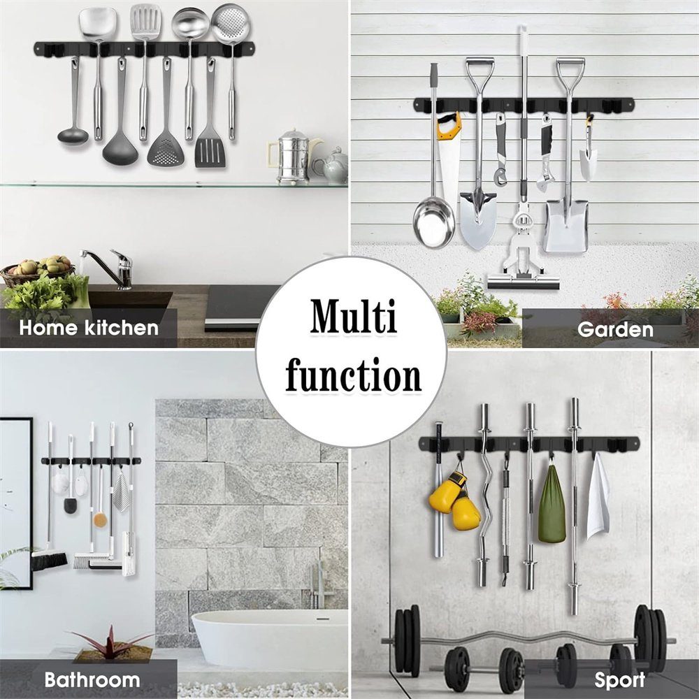 Runxizhou Wandhaken Besenhalterung Wand, 5 Halter + 4 Haken Schwerlast Gerätehalter, (1-St)