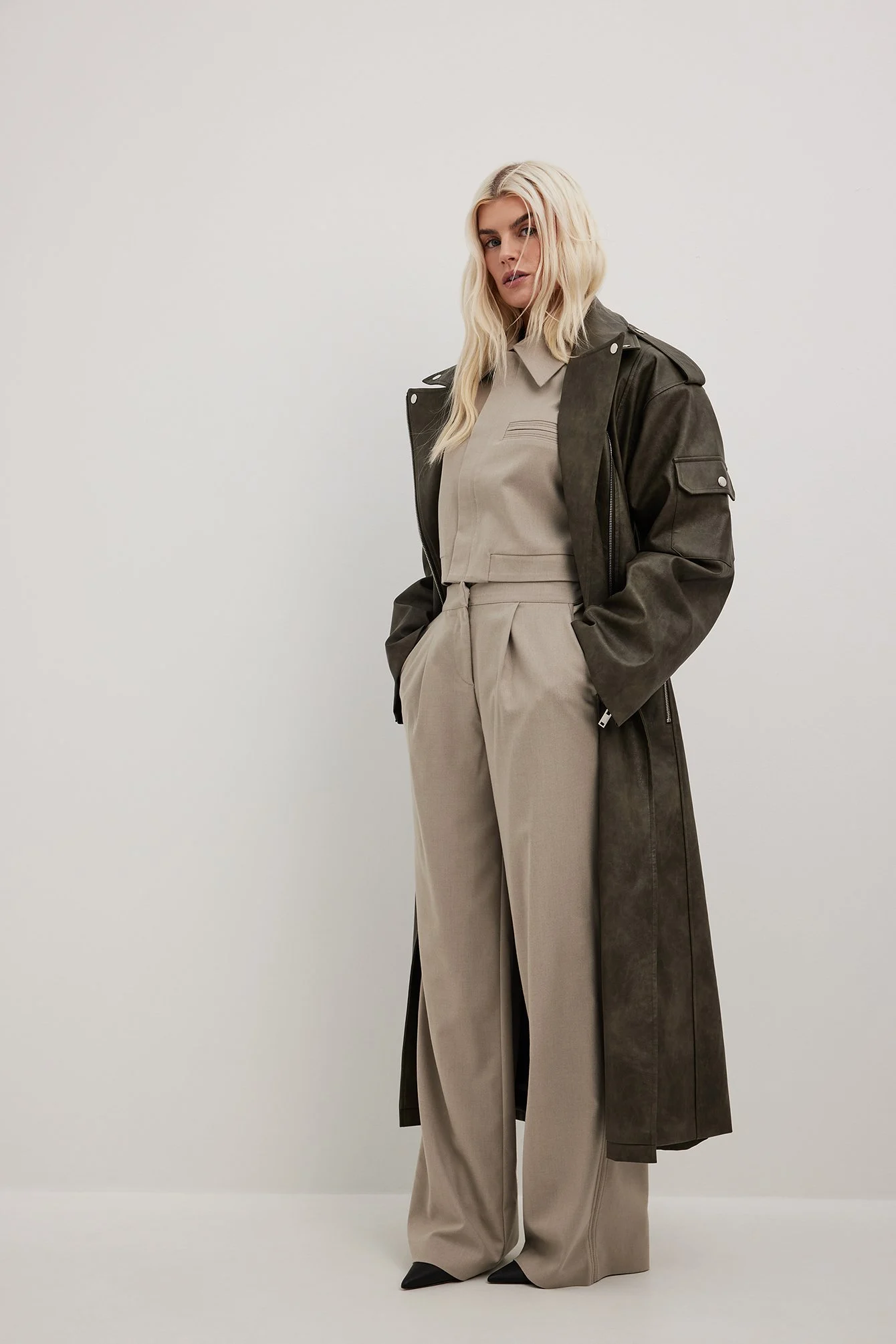 Maxi Bikerjacke aus PU