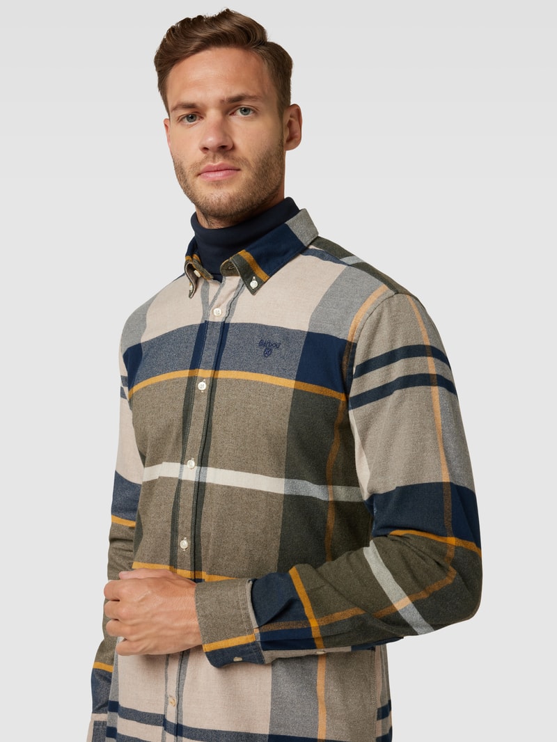 Tailored Fit Freizeithemd mit Karomuster Modell 'Iceloch' in grün