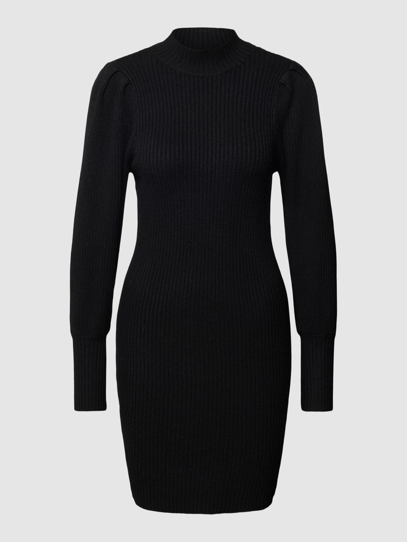 Strickkleid mit Stehkragen Modell 'KATIA' in schwarz