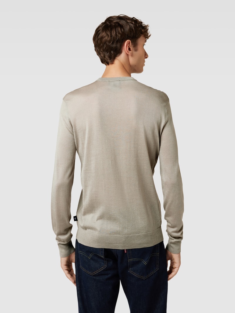 Strickpullover mit gerippten Abschlüssen in beige