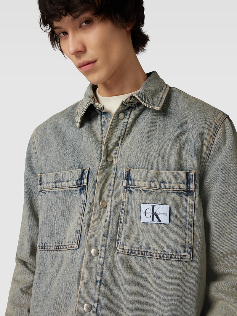 Regular Fit Freizeithemd in Denim-Optik in jeans