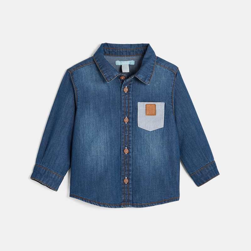 Chemise en jean bleue bébé garçon