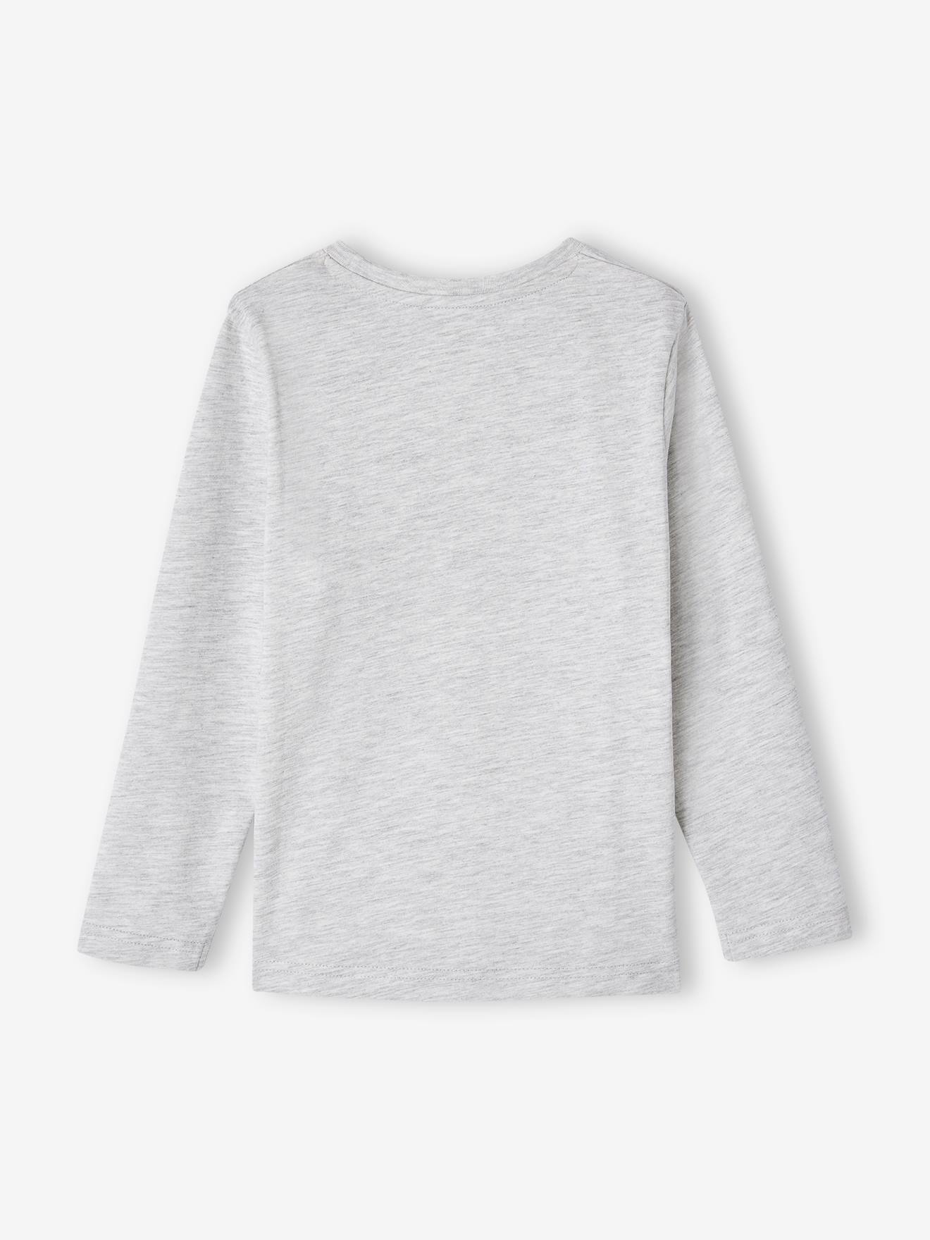 Vertbaudet Jungen Shirt mit Print, Recycling-Baumwolle - grau meliert
