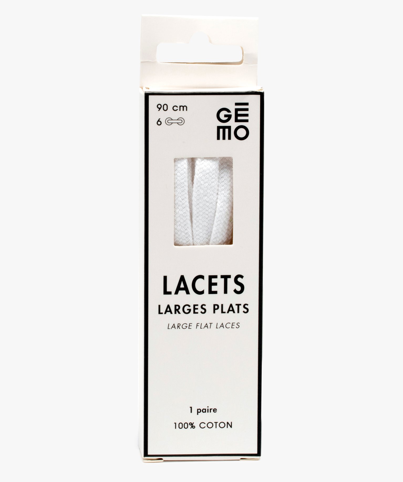 Lacets plats larges 90 cm blanc | GEMO