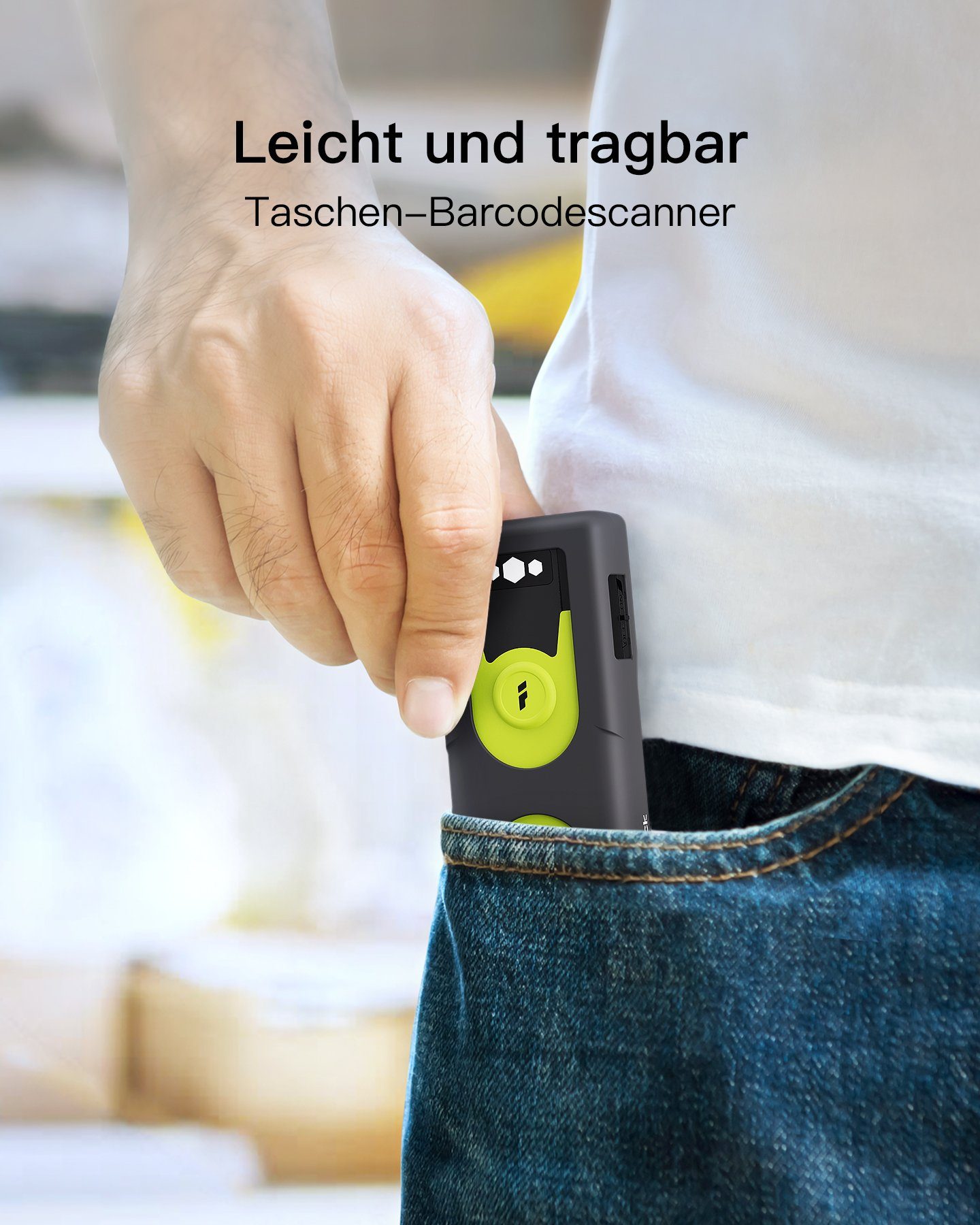 Inateck 1D/2D Bluetooth Scanner mit 2,4Ghz USB Adapter, BCST-42 Handscanner