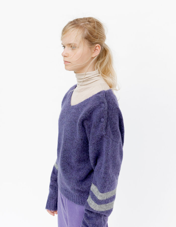 Pull violet forme cropped en tricot fille