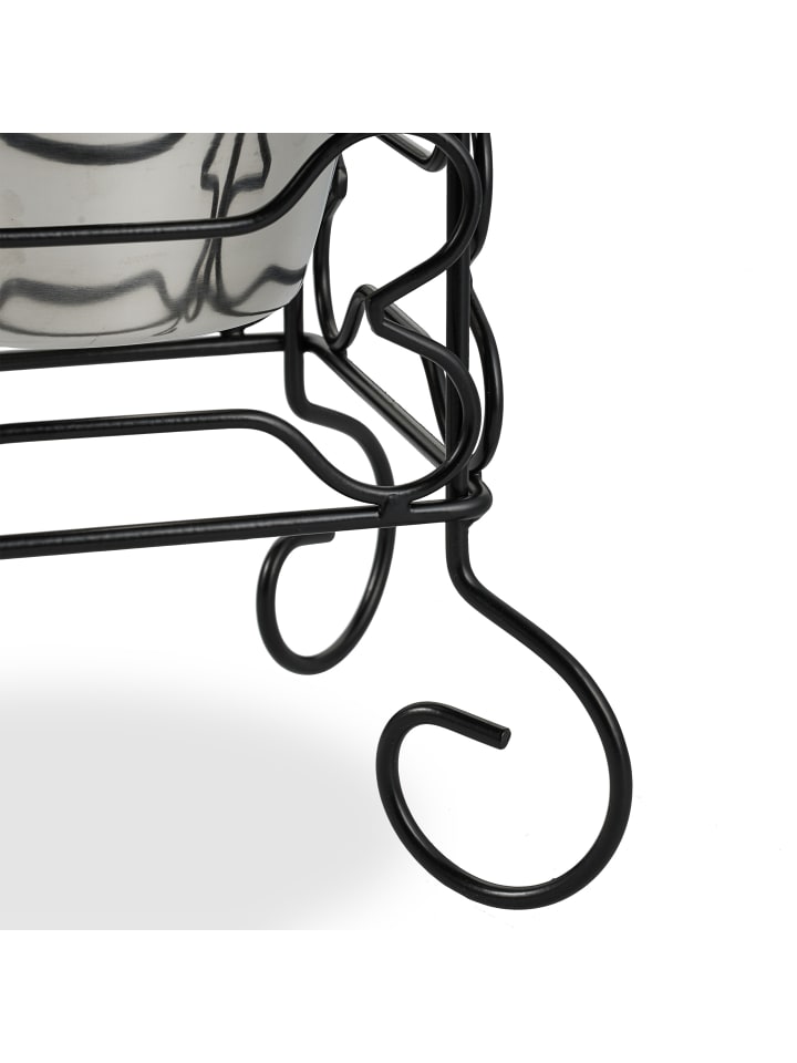 relaxdays Hundenapf in Schwarz/ Silber - (B)22 x (H)19 x (T)22 cm günstig kaufen onesize