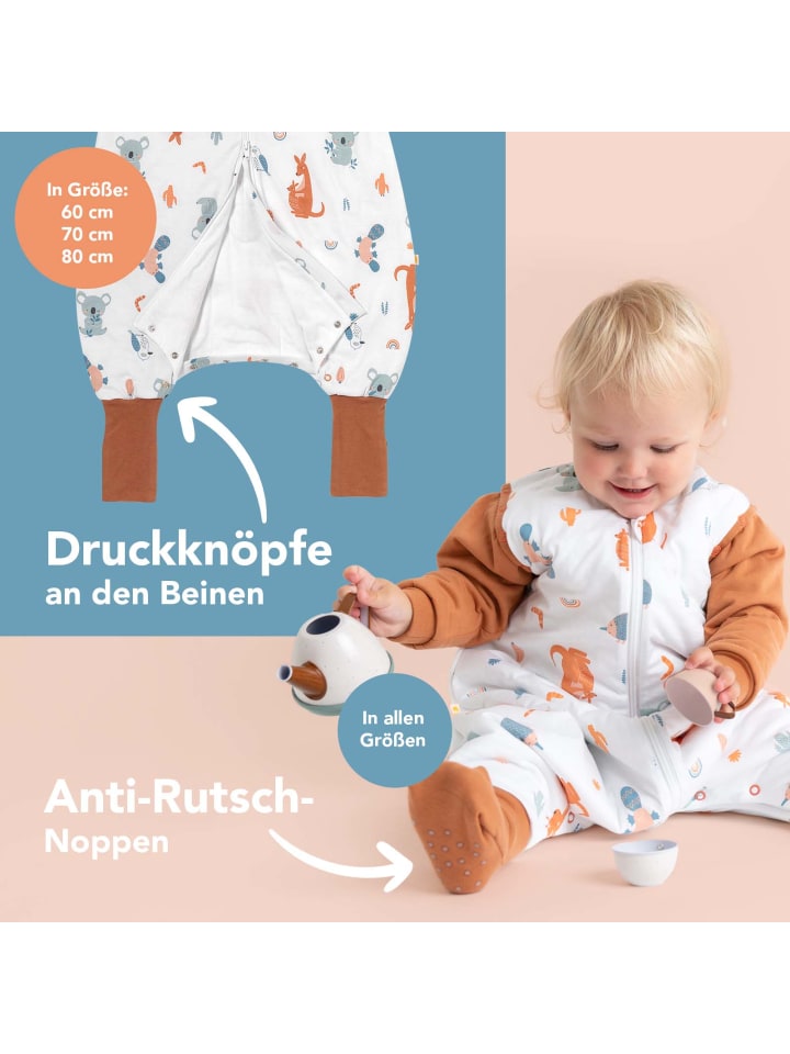 Schlummersack Schlafsack mit Füßen und umklappbaren Bündchen 3.5 TOG in Braun günstig kaufen