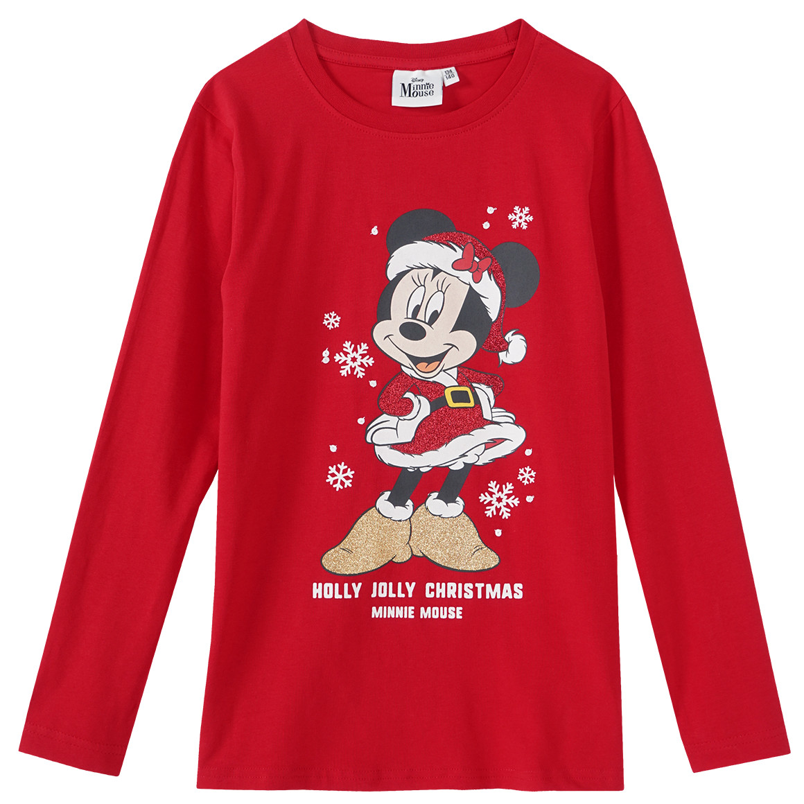 Minnie Maus Weihnachtslangarmshirt mit Print rot