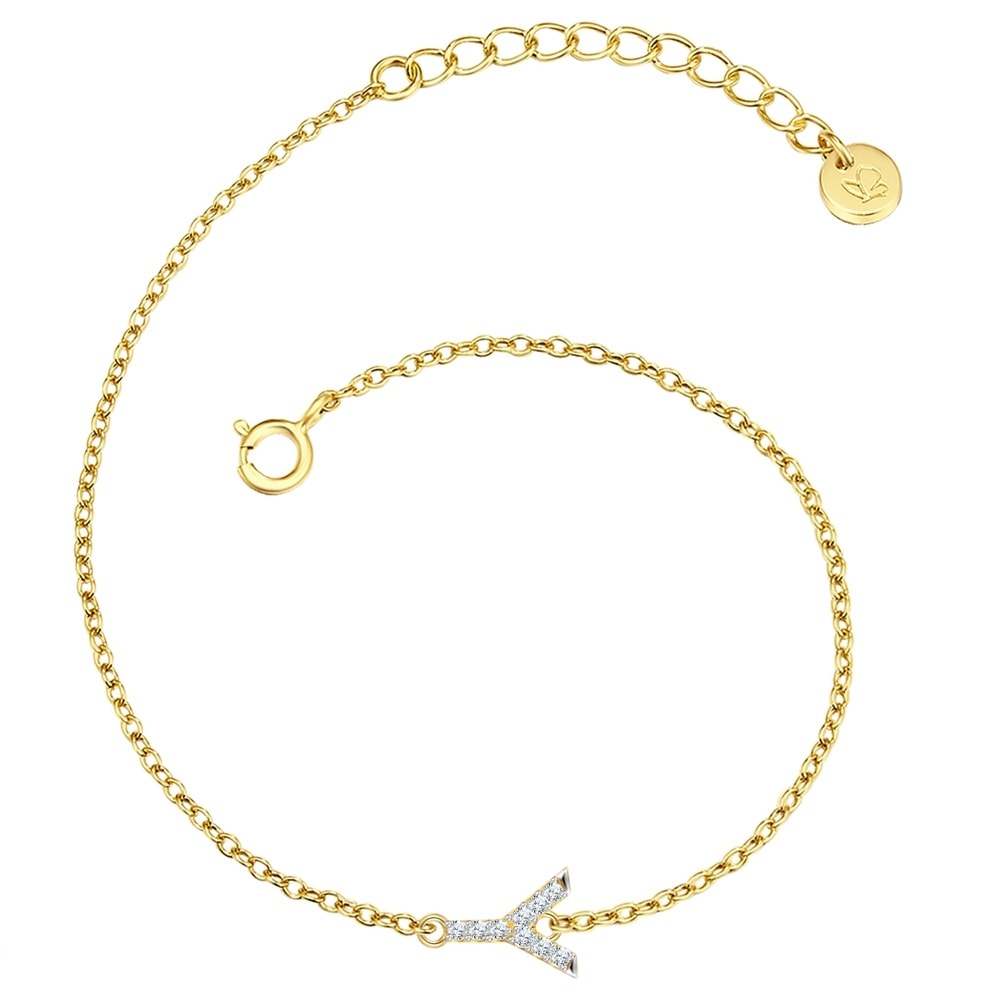 Glanzstücke München Bracelet en argent Lettre Y Argent sterling Oxyde de zirconium (CZ) en Or jaune Bracelet