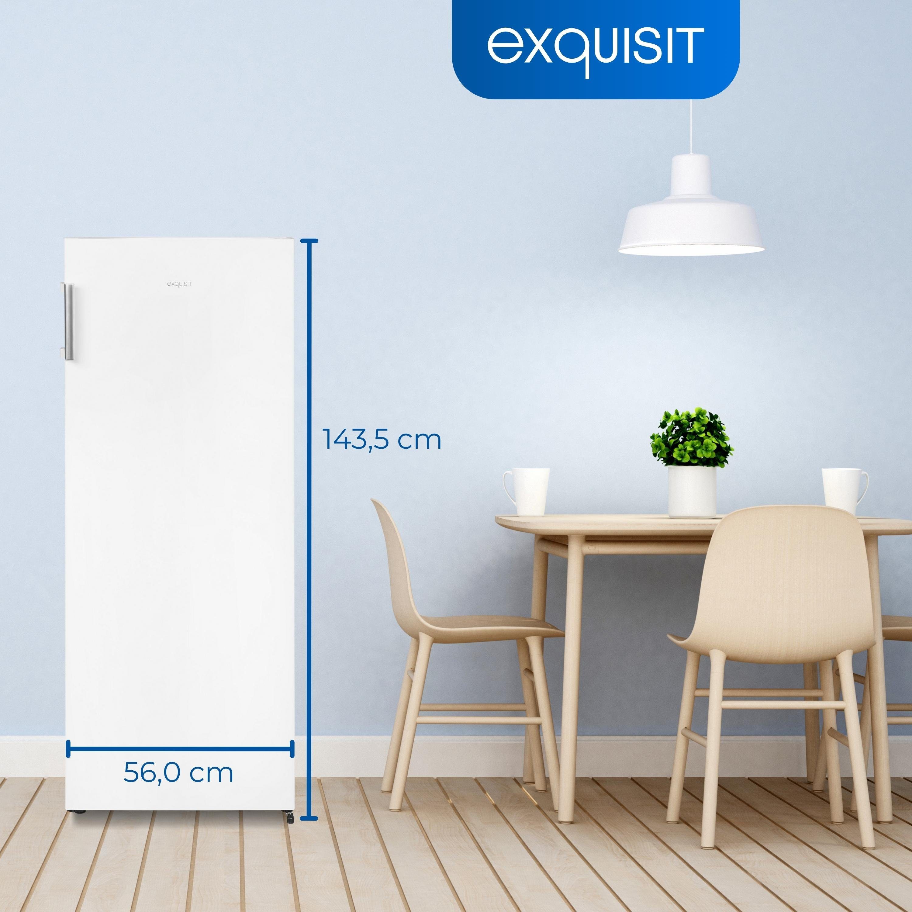 exquisit Gefrierschrank GS5231-NF-H-010E weiss, 143.5 cm hoch, 56 cm breit, XL-Lagerung mit komfortablen No Frost & Schnell-Gefrieren