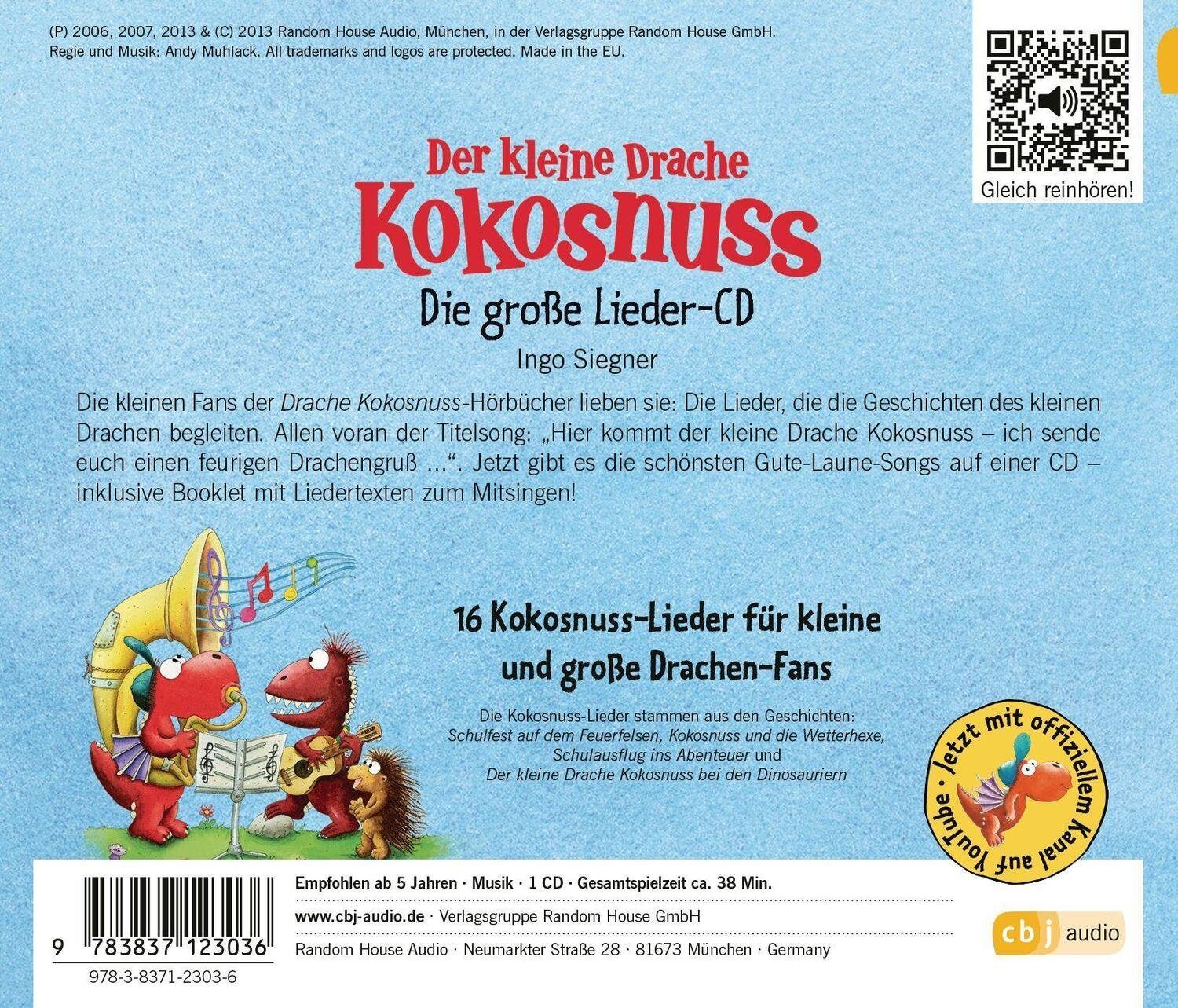 Hörspiel Der kleine Drache Kokosnuss - Die große Lieder-CD