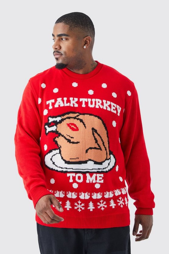 Plus Weihnachtspullover mit Talk Turkey To Me Print