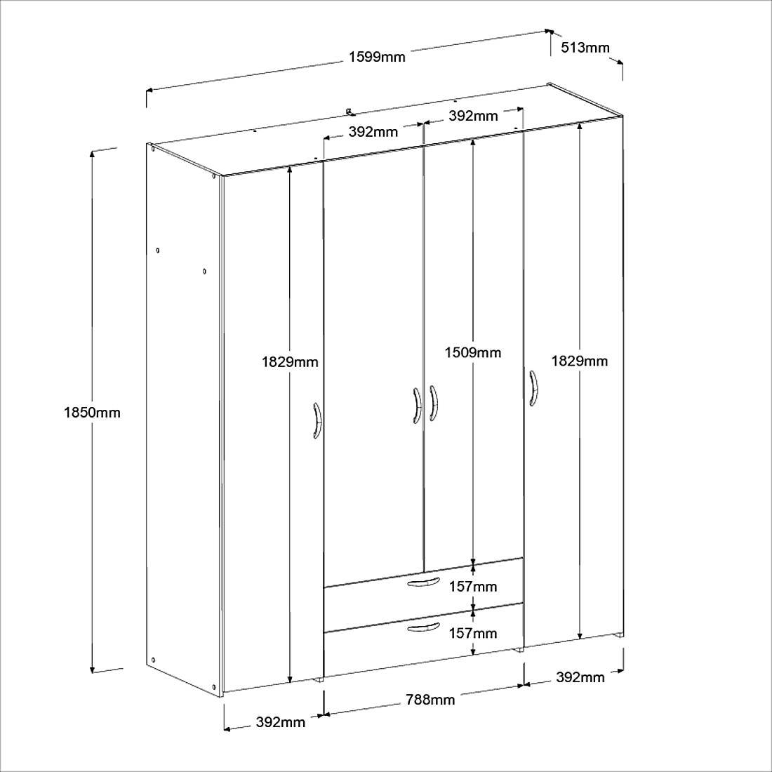 Parisot Kleiderschrank, 4-trg., Daily 1