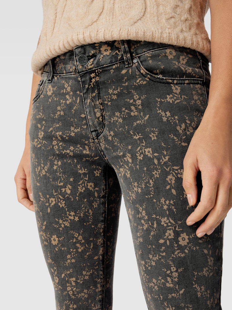 Jeans mit Allover-Muster Modell 'ITALY' in schwarz