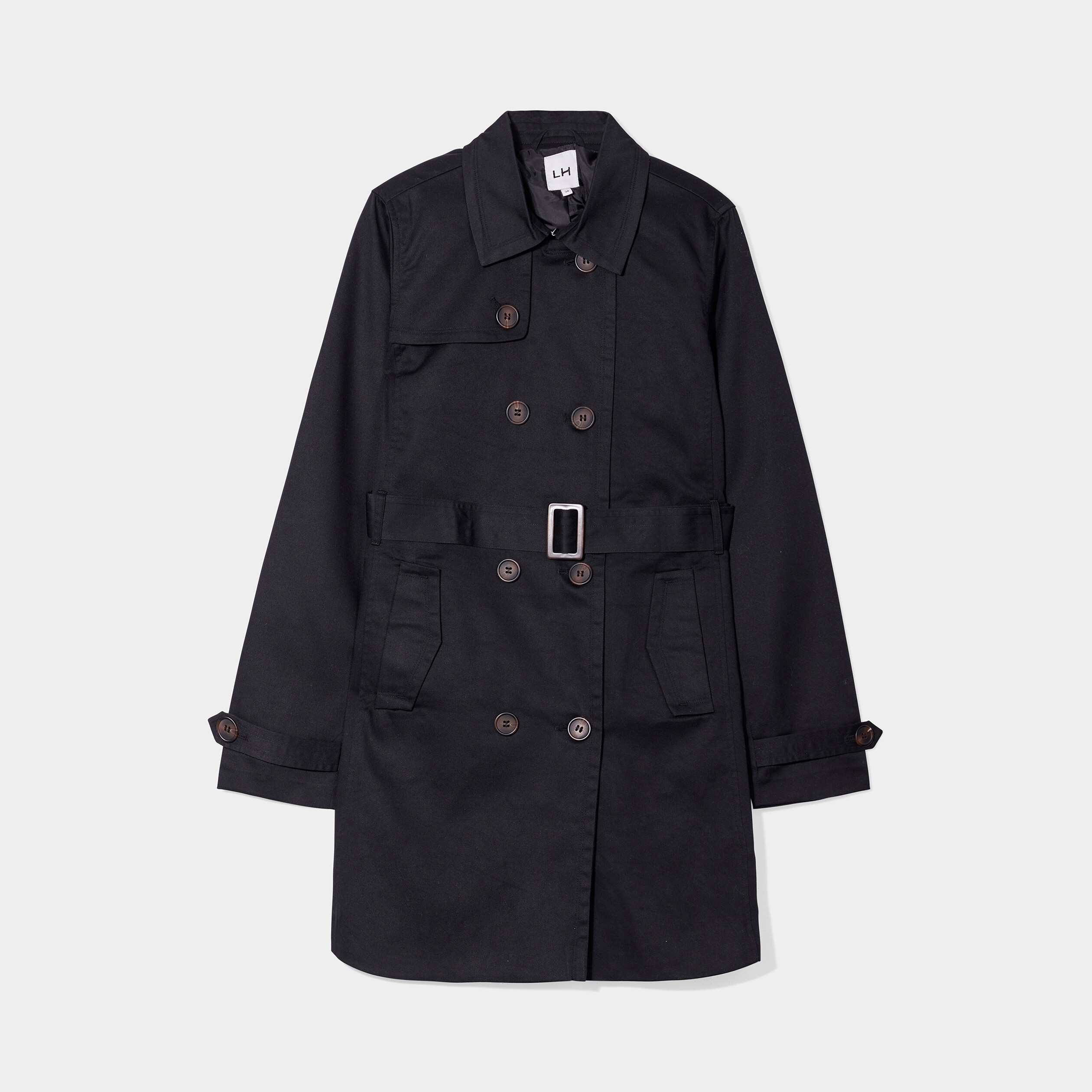 Trench mi-long ceinturé ajusté noir femme | La Halle
