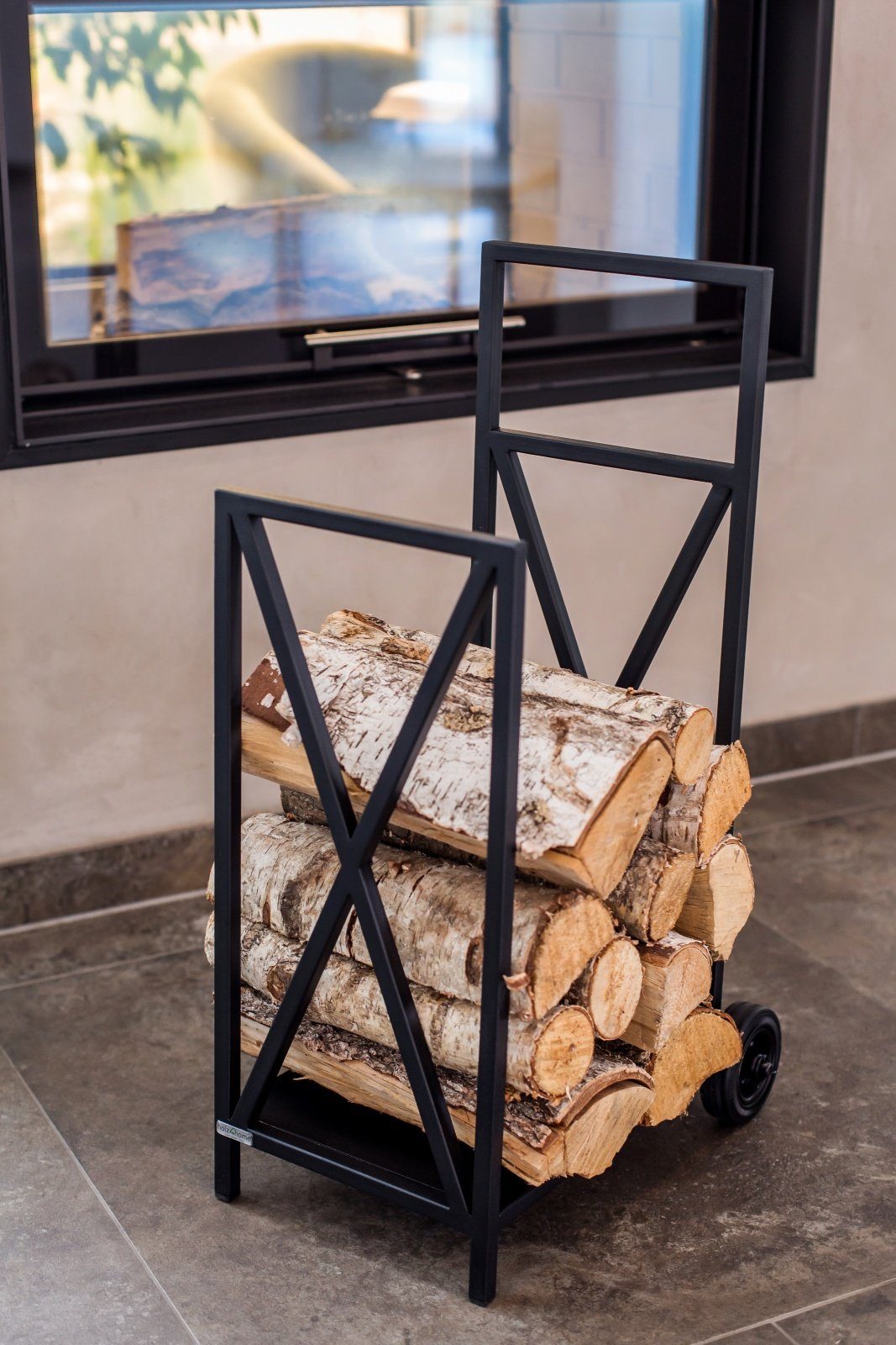 holz4home Kaminholzregal Kaminholzständer auf Rollen, beschichteter Stahl