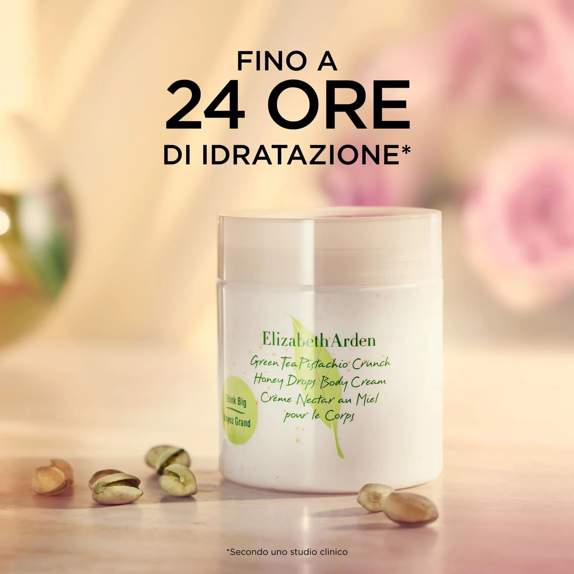 Cremă de corp cu picături crocante de miere și fistic cu ceai verde