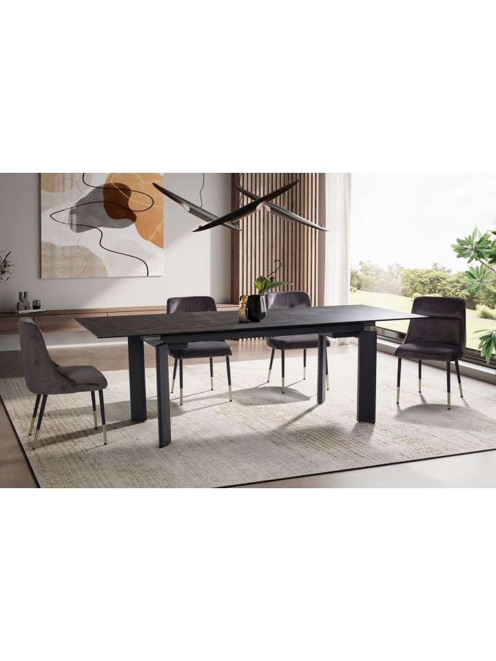 KADIMA DESIGN Esszimmertisch 180x95x77 cm Keramik Glas Esstisch , in Schwarz günstig kaufen onesize