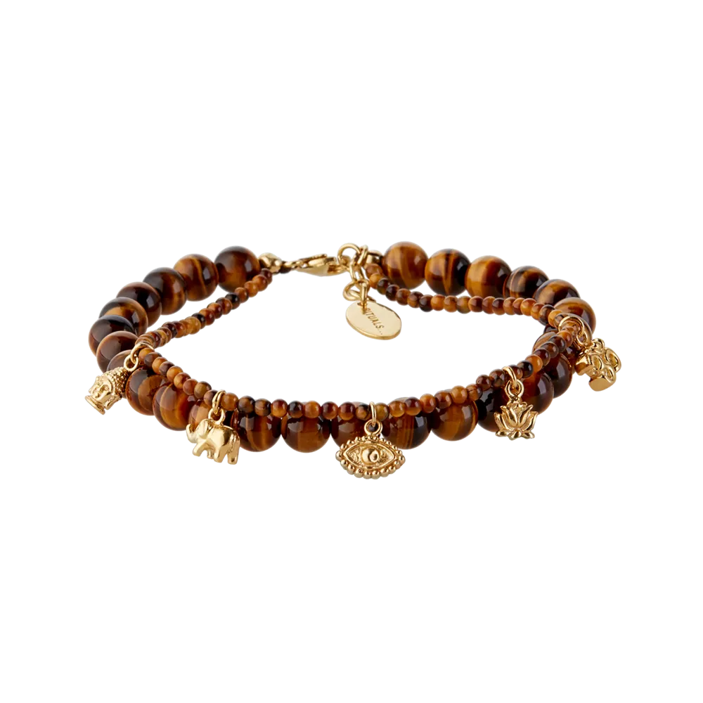 Bracelet à pendentif House of Rituals, plaqué or, orné d'une pierre précieuse