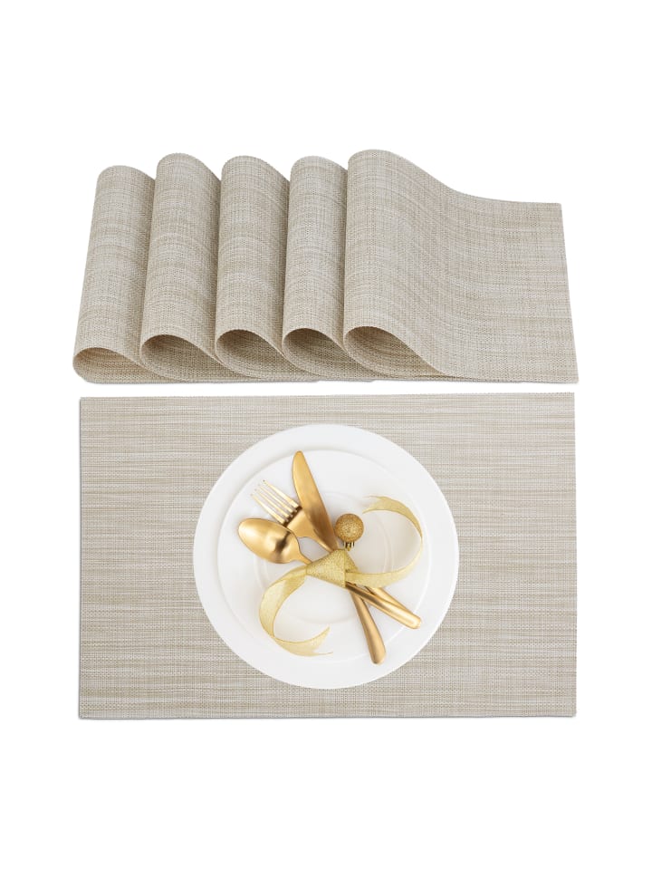 relaxdays 6tlg. Tischset in Creme - (B)45 x (T)30 cm günstig kaufen onesize