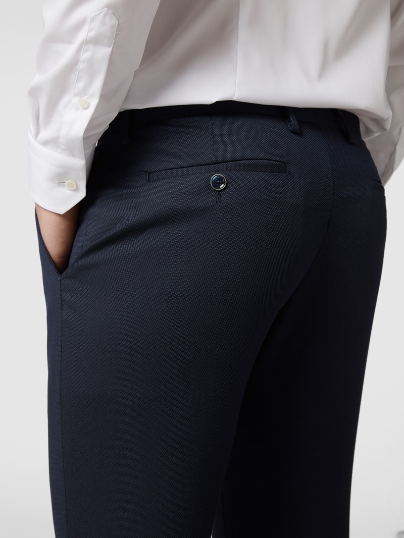 Slim Fit Business-Hose mit Webmuster in marineblau