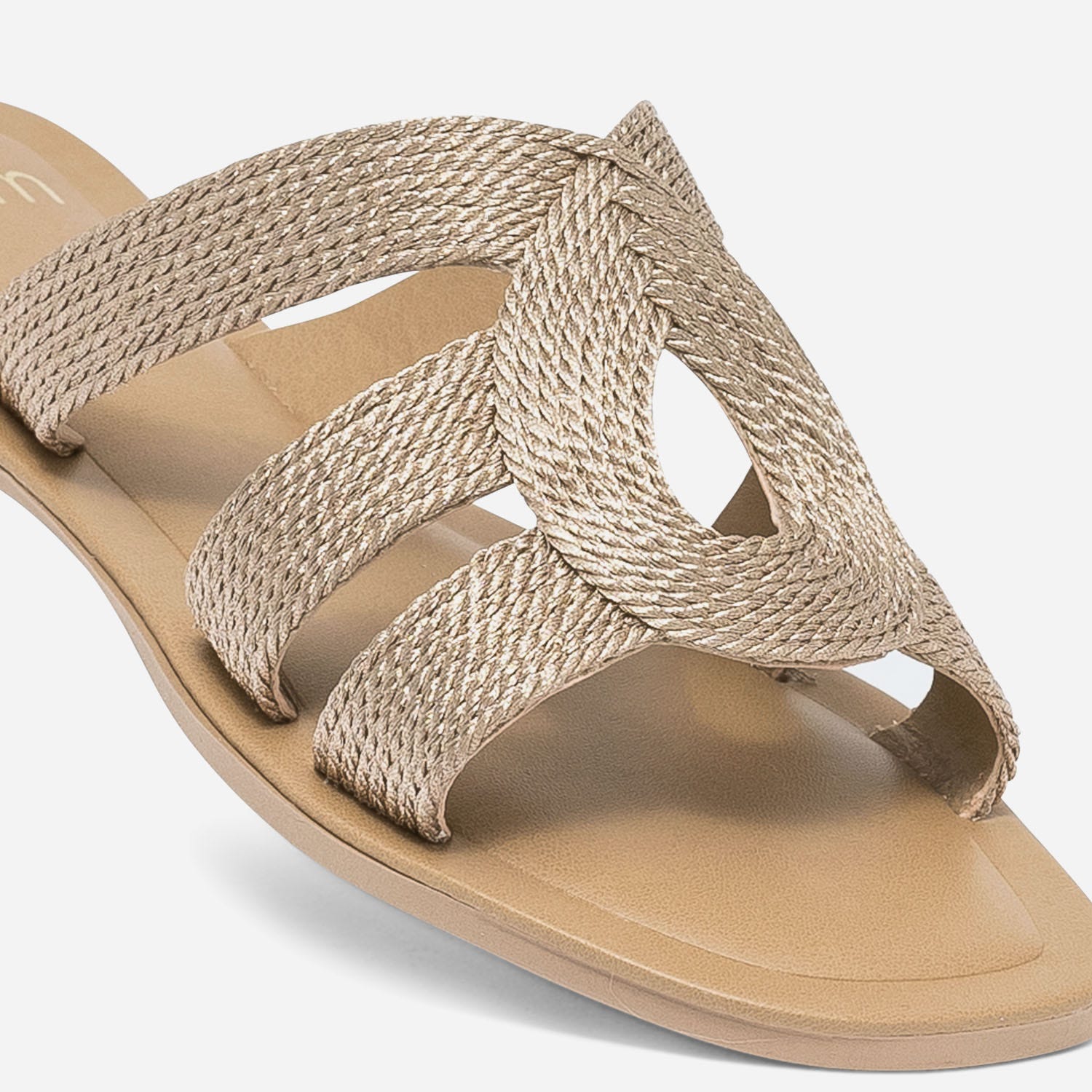 Mule bronze en textile tressé