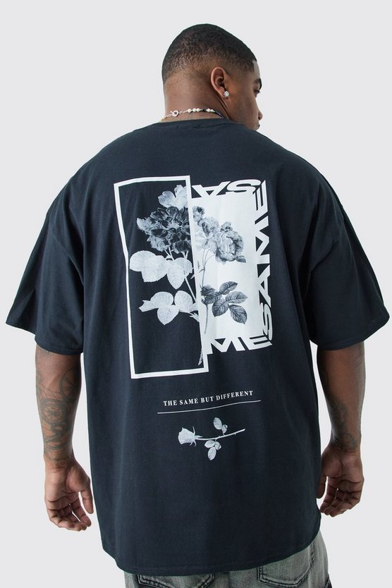 Plus Oversize T-Shirt mit floralem Foto-Print