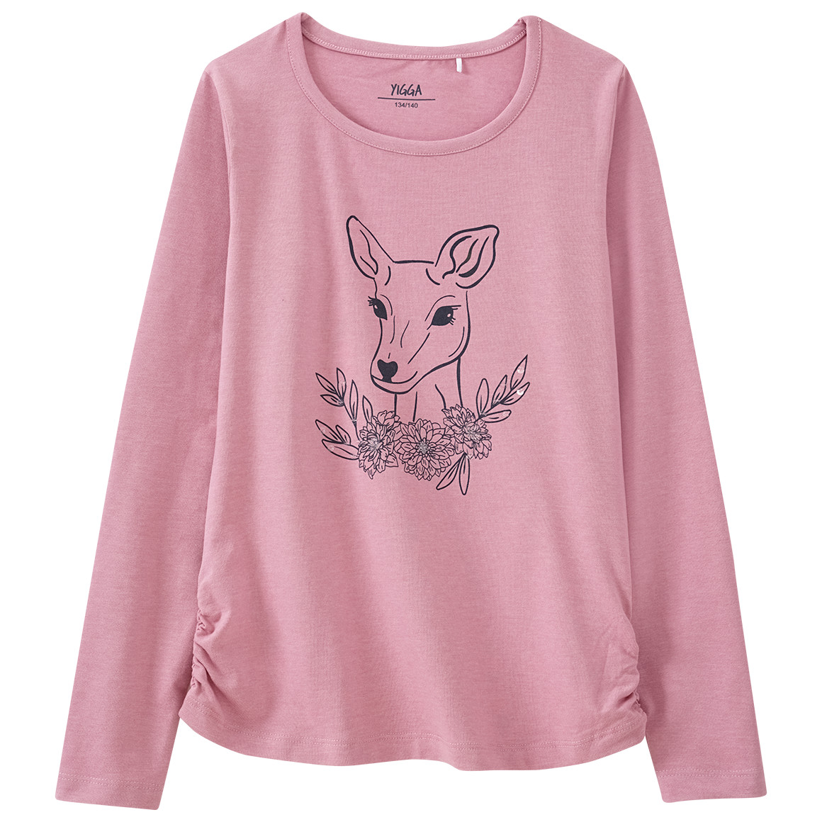Mädchen Langarmshirt mit Reh-Motiv