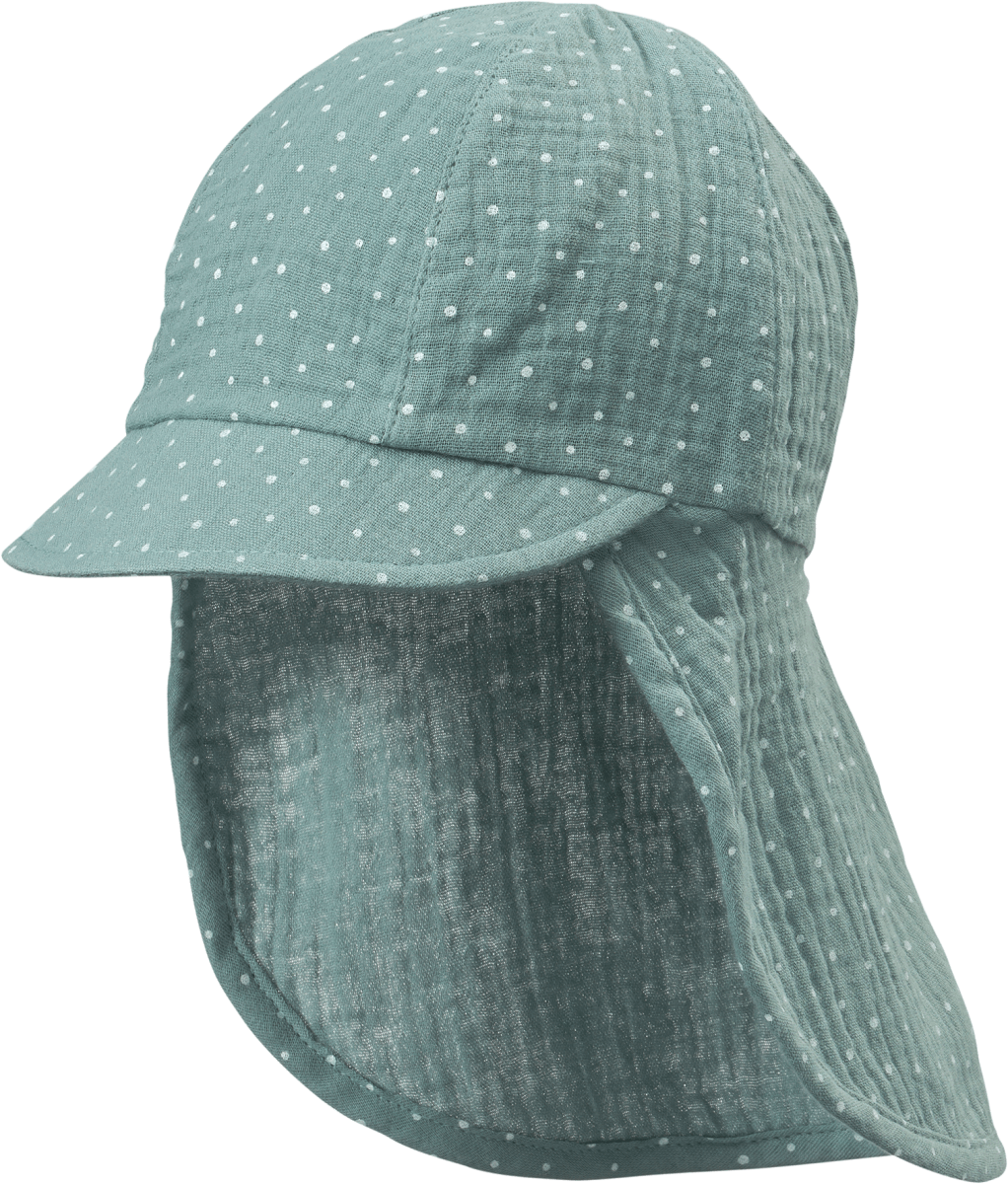 Schirmmütze aus Musselin mit Punkten, blau, Gr. 54/55, 1 St