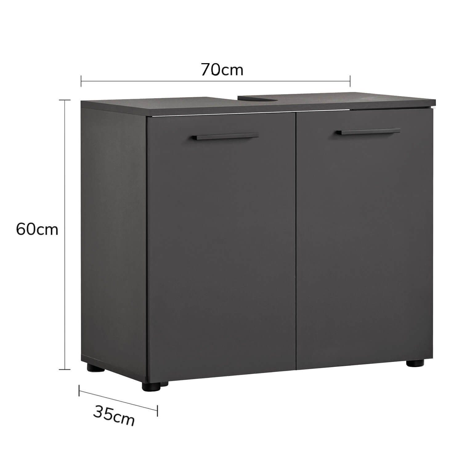 mokebo Waschbeckenunterschrank Der Waschbär (mit 2 Türen) Badschrank in Anthrazit, Waschtischunterschrank, Badezimmerschrank