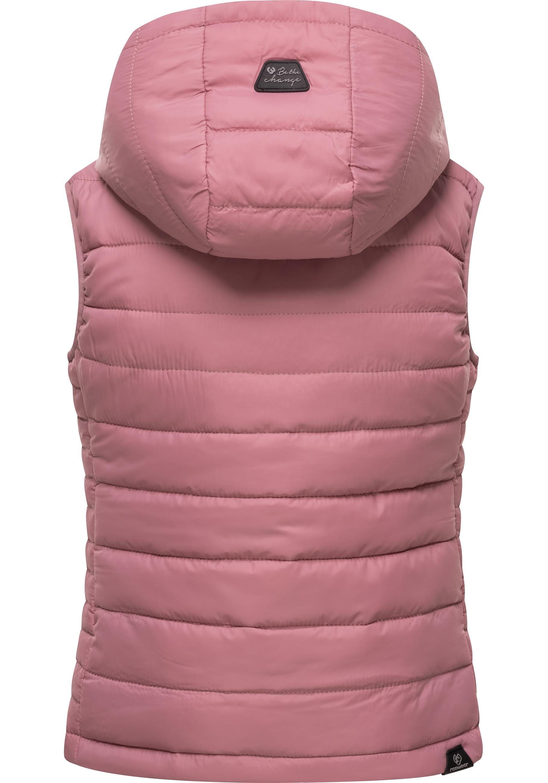Ragwear Steppweste Seema sportliche Outdoor-Weste mit Kapuze