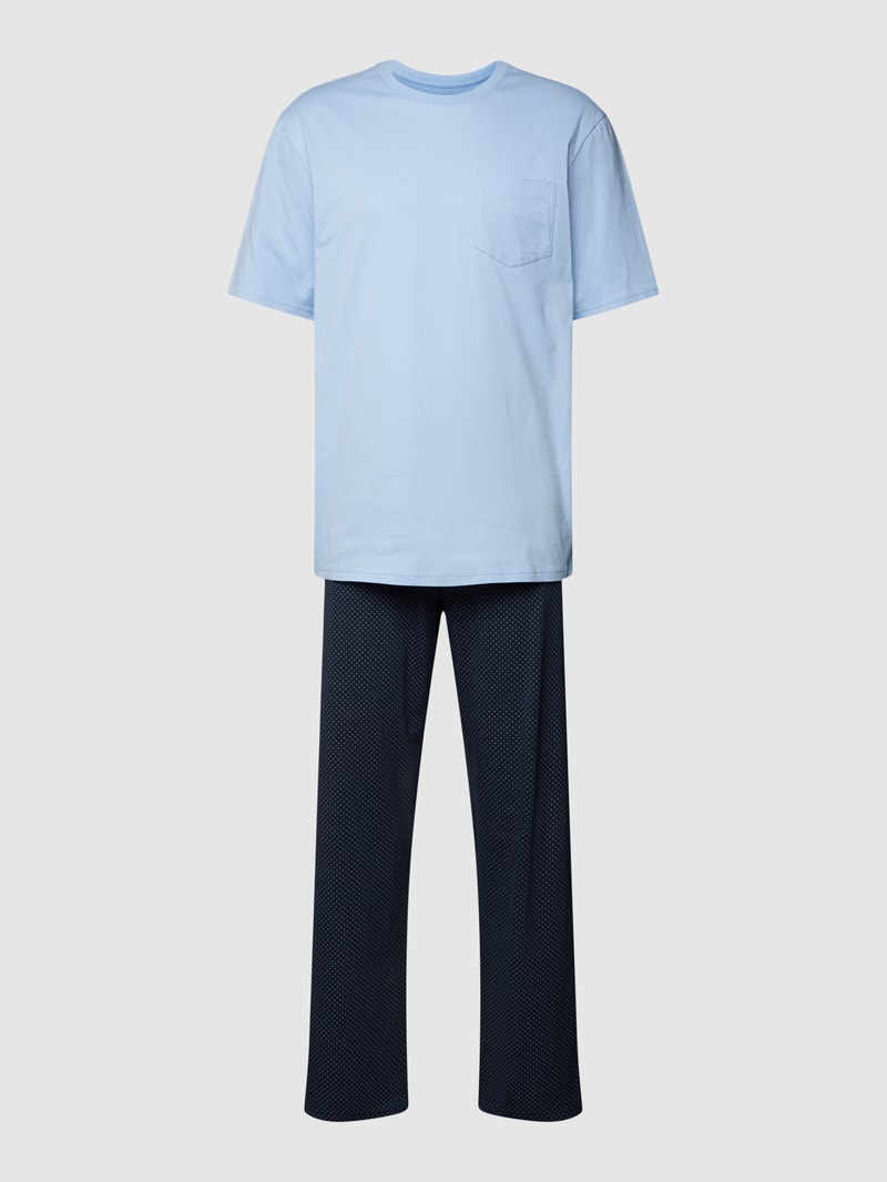 Pyjama aus Baumwolle Modell 'Essentials Nightwear' in hellblau