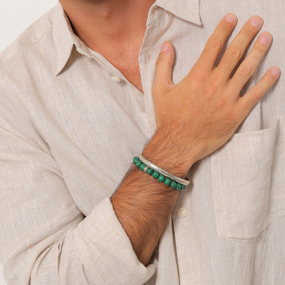 KUZZOI KUZZOI Bracelet Ensemble de bijoux vert oxydé en 925/1000 argent massif Bracelet