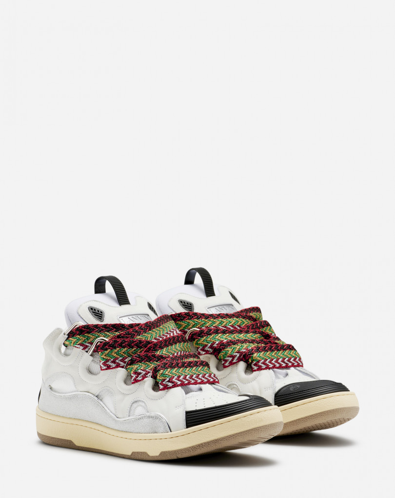 SNEAKERS CURB EN CUIR ET MATIÈRES TECHNIQUES GLITTER