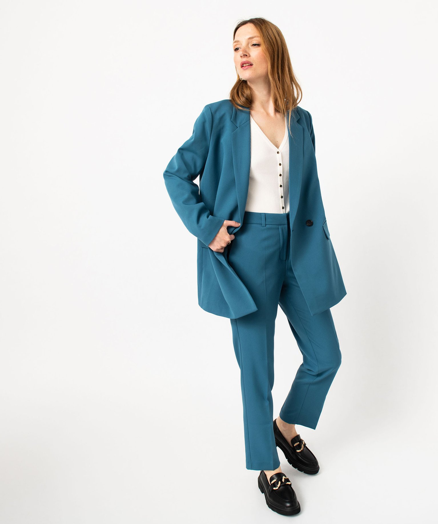 Pantalon de tailleur femme bleu | GEMO