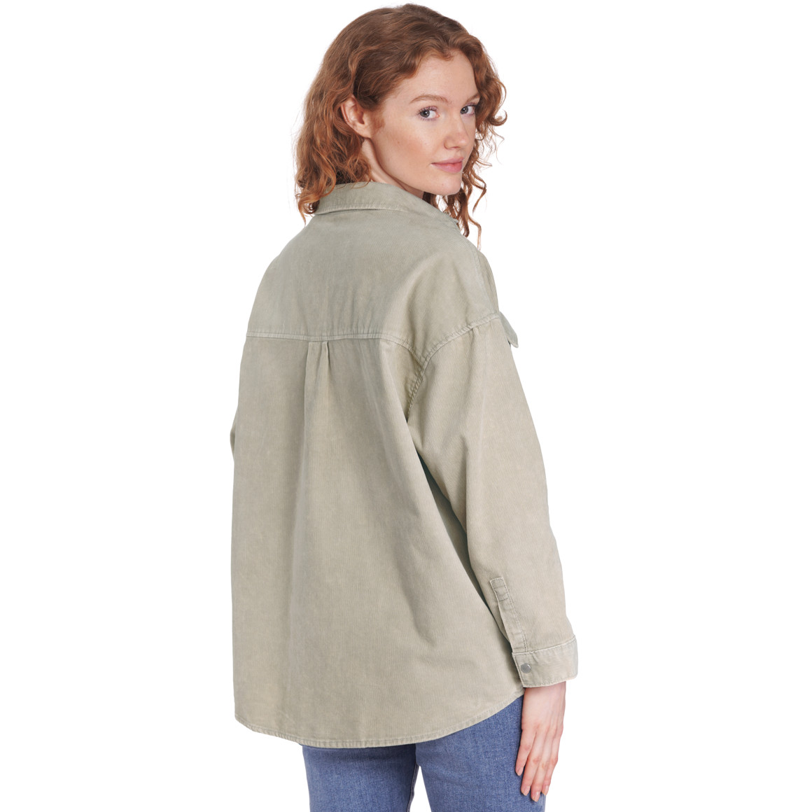 Damen Oversize-Cordhemd unifarben