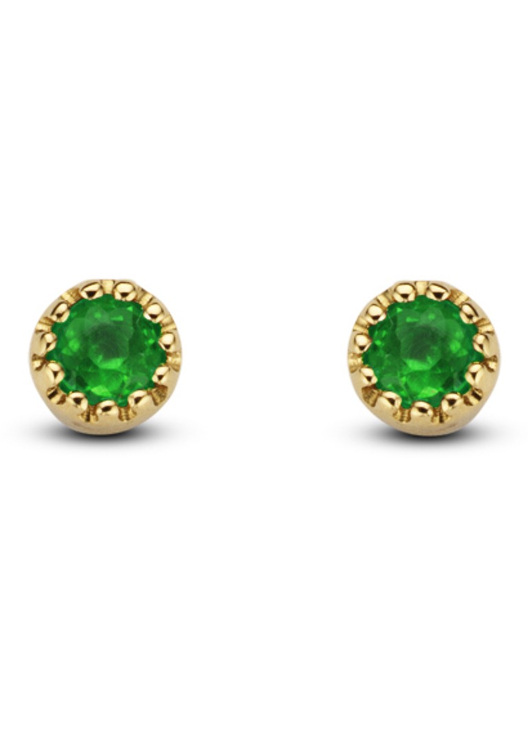 Diamond Point Yellow gold earrings 0.08 ct emerald Joy
